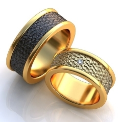 Купить Широкие обручальные кольца с одним бриллиантом