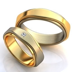 Купить Обручальные кольца с квадратным бриллиантом