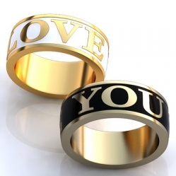 Купить Обручальные кольца с эмалью LOVE