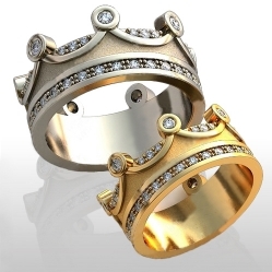 Купить Обручальные кольца Корона с бриллиантами