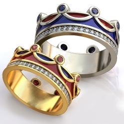 Купить Обручальные кольца с бриллиантами и рубинами