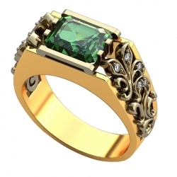 Купить Перстень Достойный с изумрудом и бриллиантами