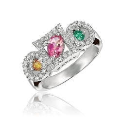 Купить Кольцо с бриллиантами и цветными камнями