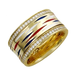 Купить Обручальное кольцо с эмалью и бриллиантами