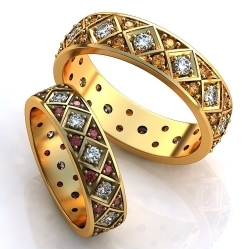 Купить Обручальные кольца с рубинами и бриллиантами