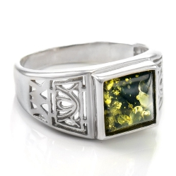 Купить Перстень с зеленым янтаем